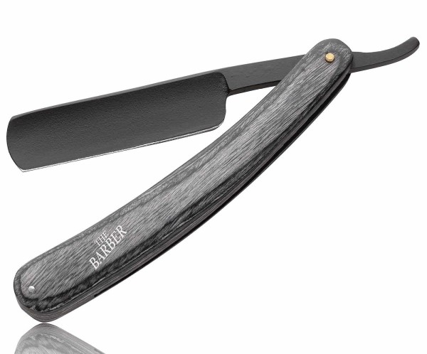 Rasiermesser, Carbonstahl mit Holzgriff im Carbon Style, schwarz