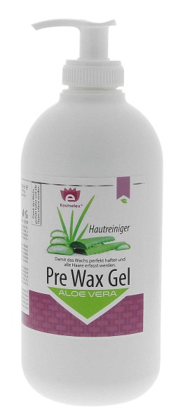 Kosmetex Pre-Wax Hautreiniger Gel Aloe Vera zur Waxing Zuckern Vorbereitung, 500ml