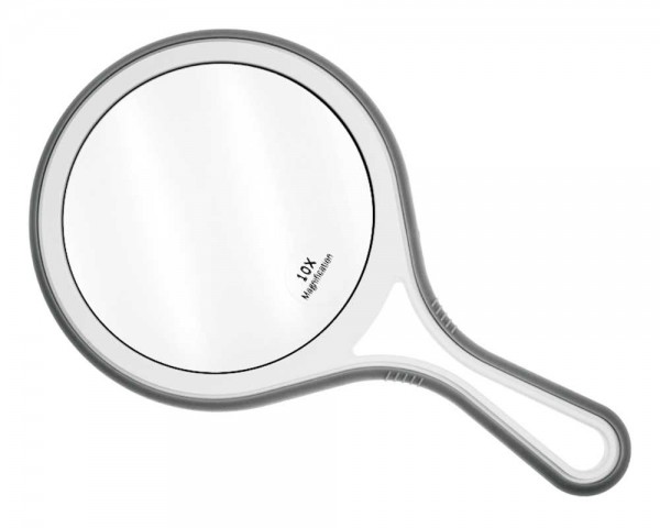 Handspiegel 10-fach Vergrößerung, mit ergonomischen Griff, 2 Spiegelflächen, Kosmetik-Spiegel
