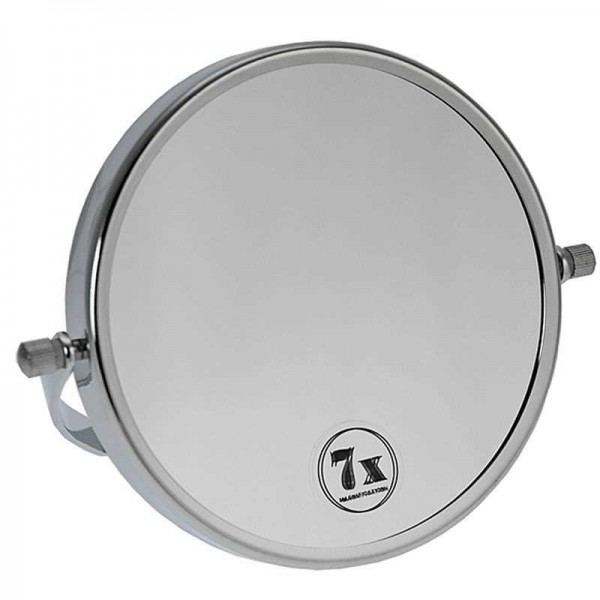 Zweiseitiger Kosmetik-Spiegel, Silber Stellspiegel 7-fach Vergrößerung, RS 1-fach, Metall, 360° dreh