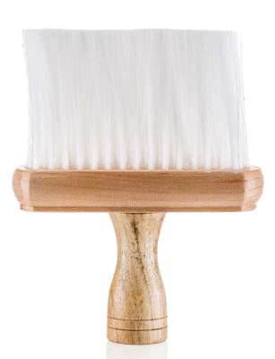 Friseur Nackenpinsel – Mit Talkumpuder-Funktion, Weiches Nylonhaar, 14,5 Cm, Weiß/schwarz