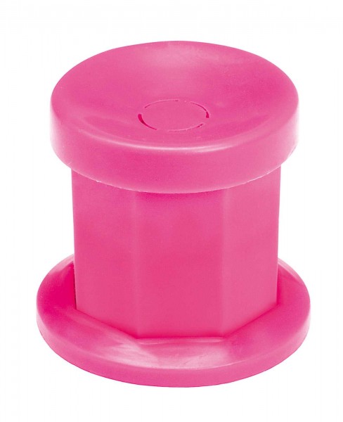 Kleiner Kunststoffbecher mit Deckel, Dappen, pink