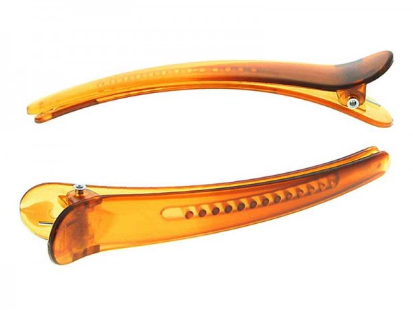 1 Paar Haarclipse, Haarklammern Bananenspangen Concordespieße lange gezahnte Ausführung in Braun