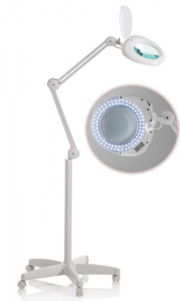 LED 5-fach Vergrößerungslampe 5D LED Lupenleuchte mit rollbaren 5-Speichen-Ständer