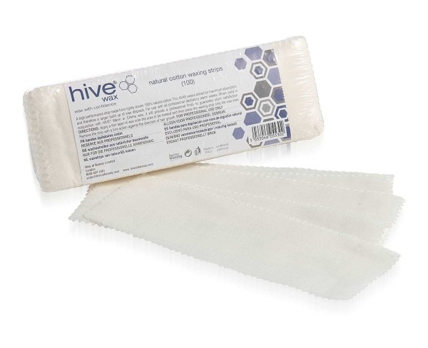 100 Stk. Hive Vliesstreifen für Sugaring und Waxing, Stoff-Vliesstreifen Baumwolle, 21.5 cm x 7.5 cm
