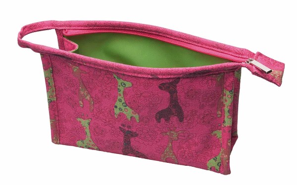 Kulturbeutel für Kinder, pink Tiermotiv, 21 x 15 Kinder Kosmetiktasche Kosmetex