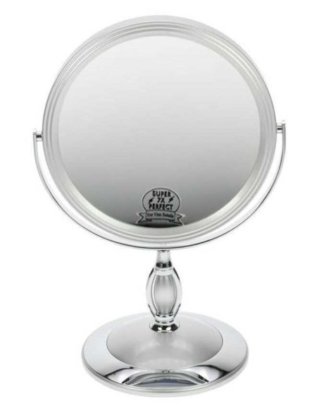 Doppelseitiger Kosmetik-Spiegel,Stell-Spiegel 7-fach Vergrößerung, Metall, 360° drehbar