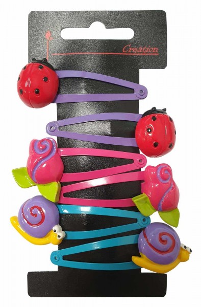 6er-Pack bunte Kinder Haarspangen mit Marienkäfer, Haarschmuck