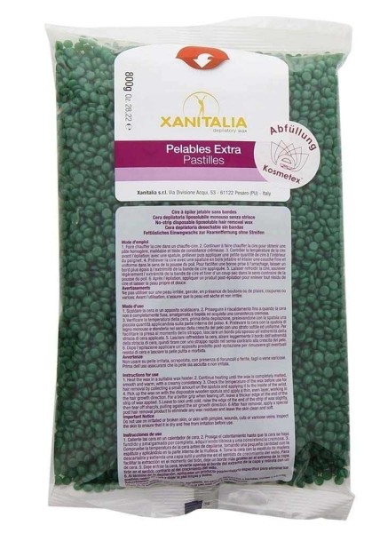 Xanitalia Premium Chlorophyll Pelables EXTRA Wachs-Perlen für Super flexibles Waxing ohne Vliesstrei