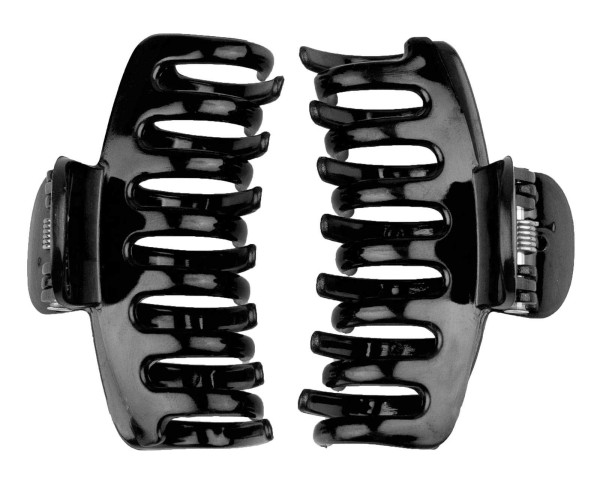 2x Haarklammer 6cm, Abteilklammern Greifspangen, Wellenreiter für langes Haar in Schwarz