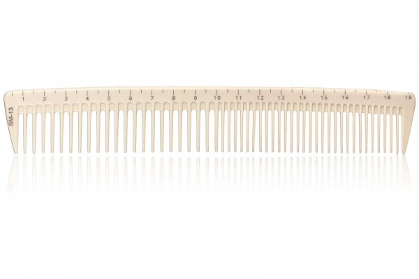 Haarschneidekamm, Frisieurkamm mit integriertem Lineal, 19,5 cm, beige