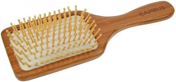 Haarbürste aus dunklem Bambusholz Paddelbürste mit pneumatischem Gummikissen