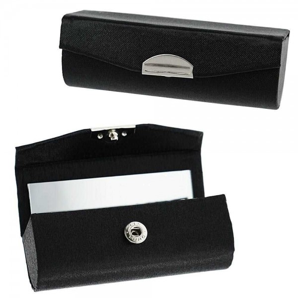 Lippenstiftbox mit Spiegel und Druckknopfverschluss schwarz, Lippenstift-Etui