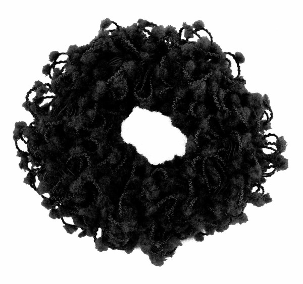 Haargummi Set, 2 Stück, breit, aus Frottee, Wuschel Schwarz ohne Metall