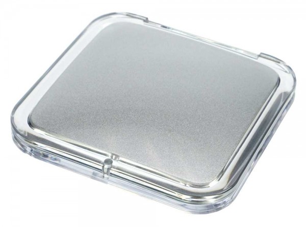 Taschen-Spiegel eckig Acryl/Silber mit 15-fach Vergrößerung und Magnetverschluss, Spiegel 8.5 x 8.5